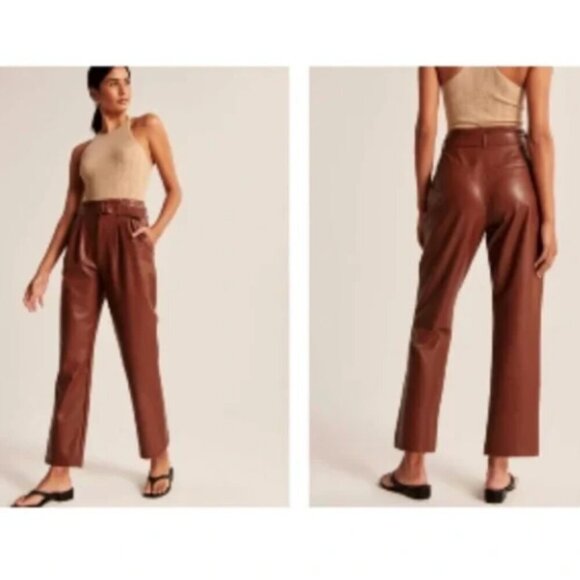 A&F Faux Leather Pant with Belt Size M - Picture 1 of 7